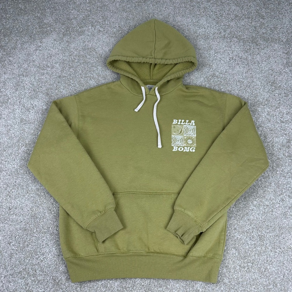 Billabong Hoodie XS Olive Green Celestial Sun Moon Graphic Cotton Blend Pullover